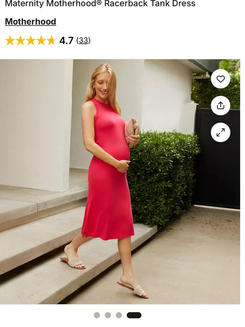 Motherhood Ribbed Sleeveless Midi Dress - Red